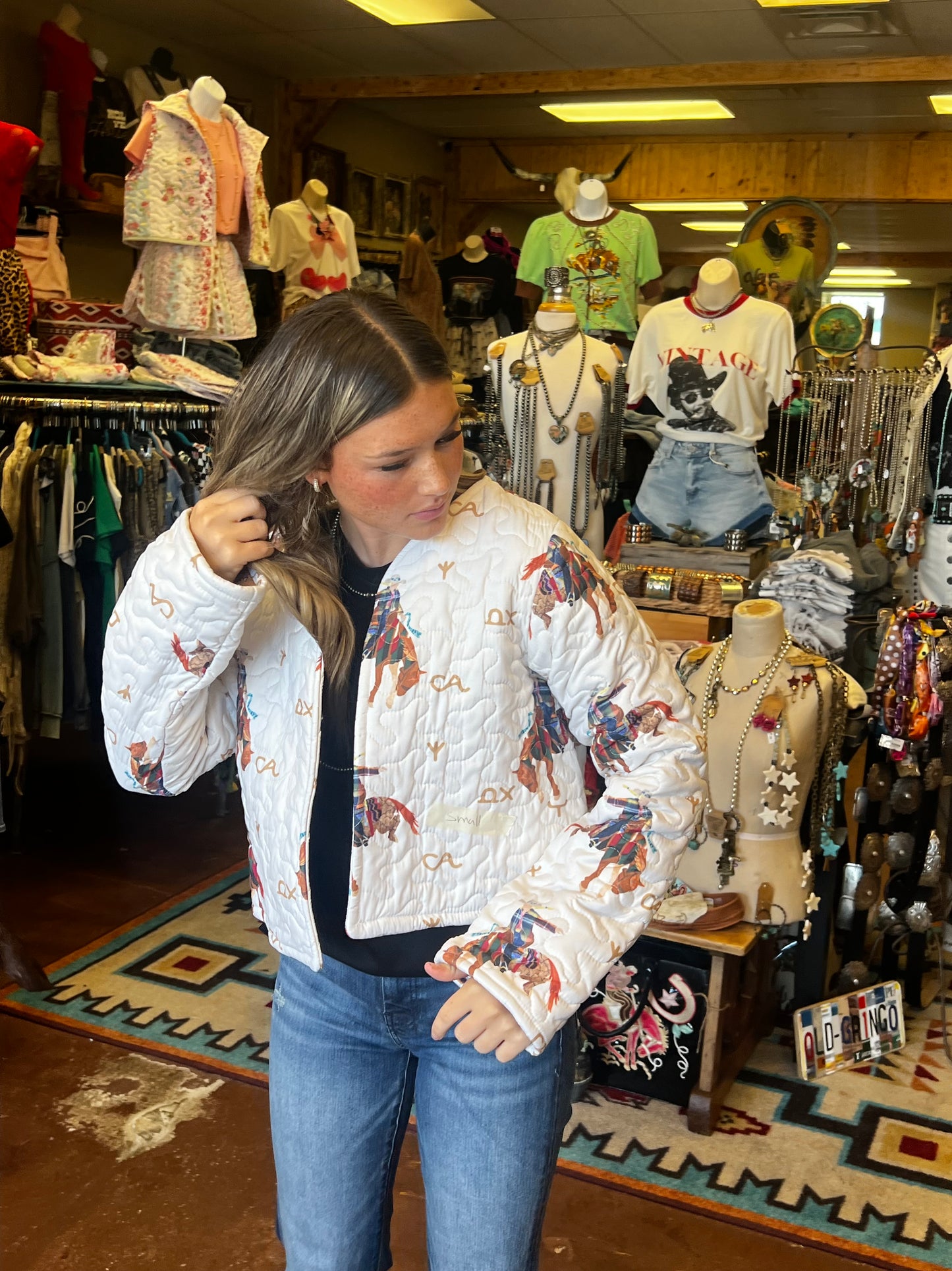 Casey Cowgirl Linen Quilted Cropped Jacket