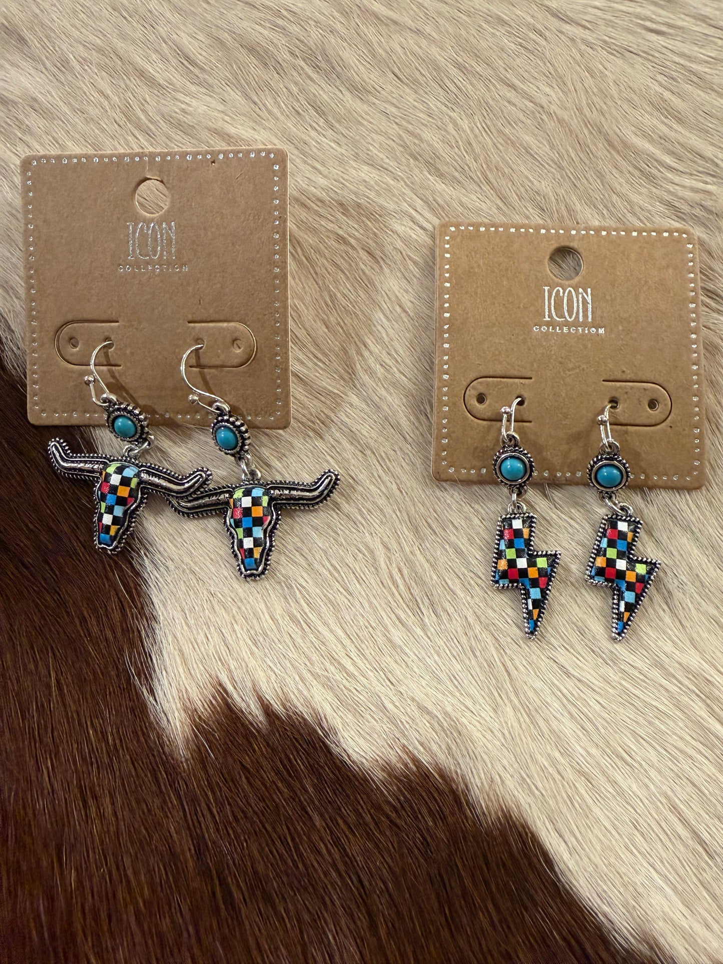 Rainbow Check Earrings