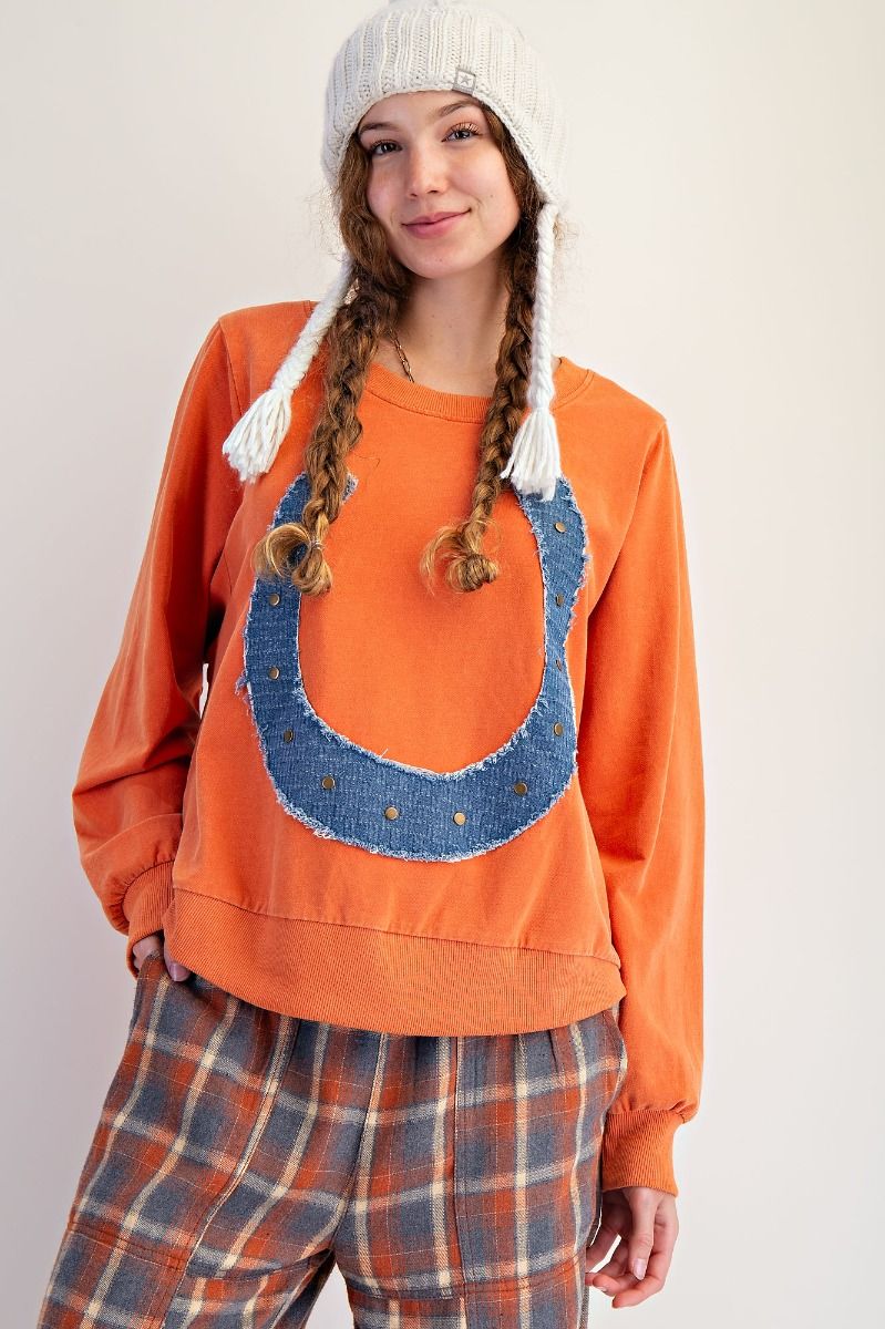 HORSESHOE PATCH TERRY PULLOVER