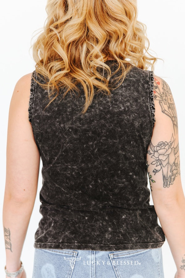 MINERAL WASH RODEO PRINTED TANK TOP