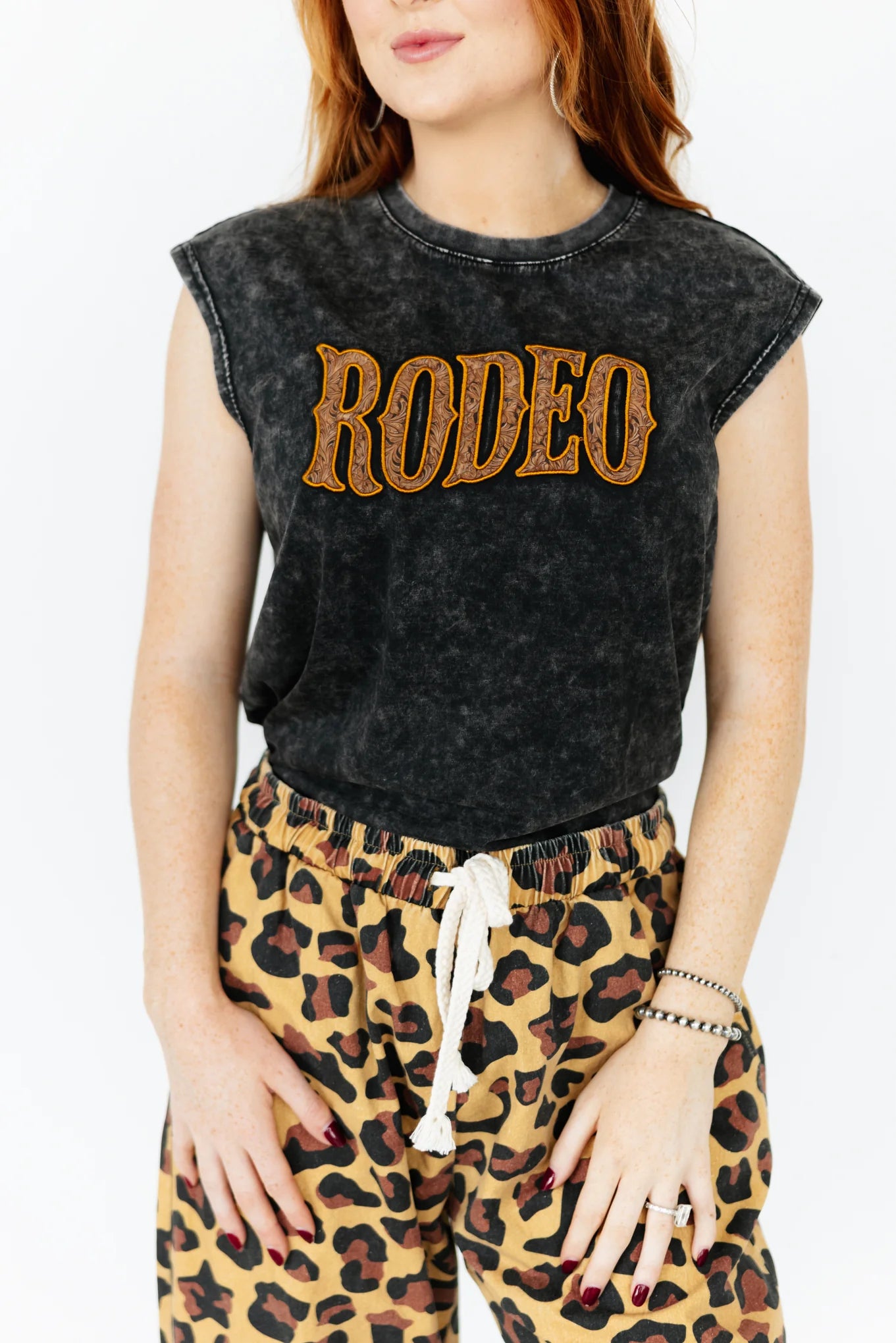 HOWDY VINTAGE BLACK TOOLED "RODEO" TANK