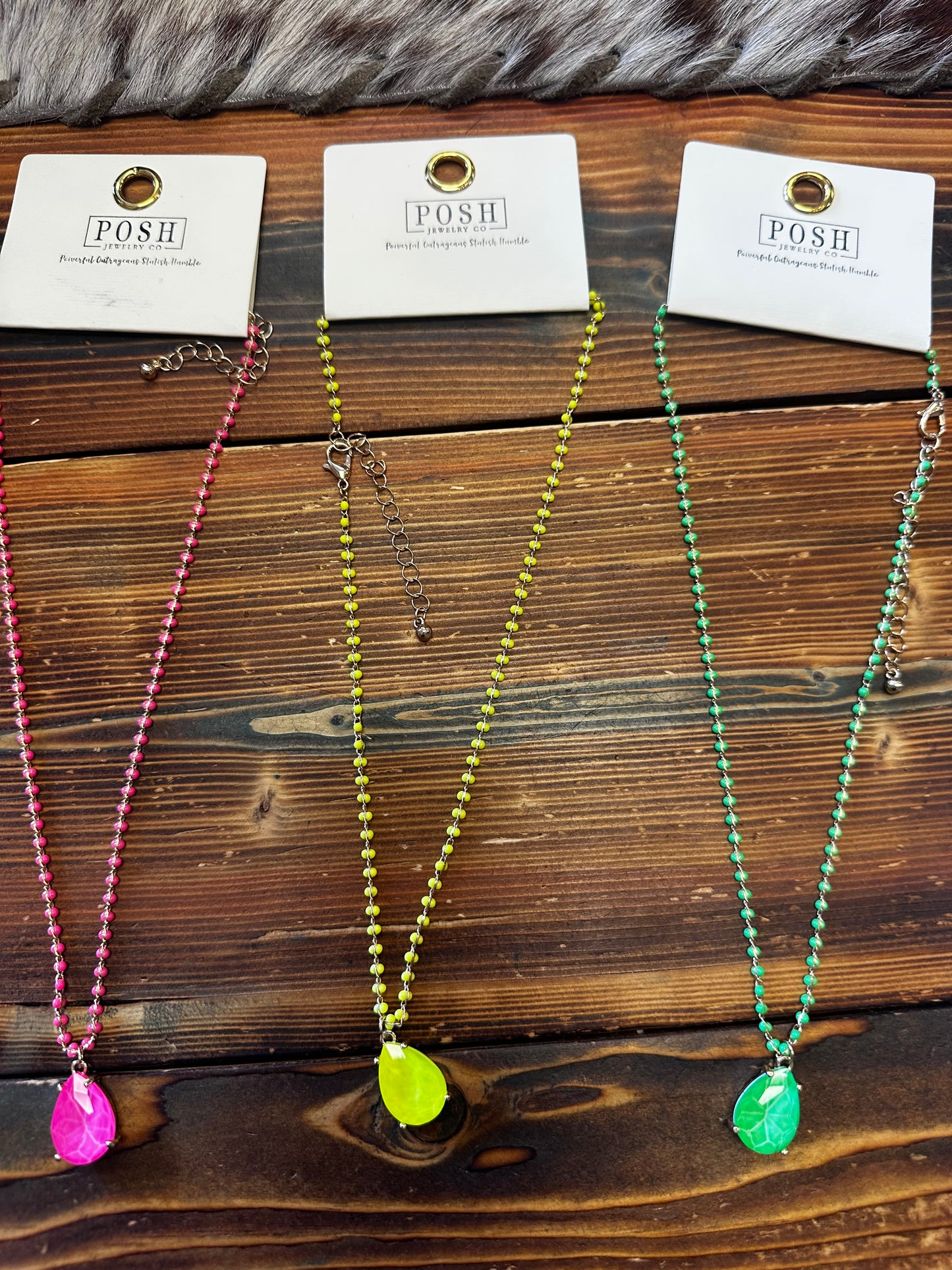 Neon Tear Drop Necklace