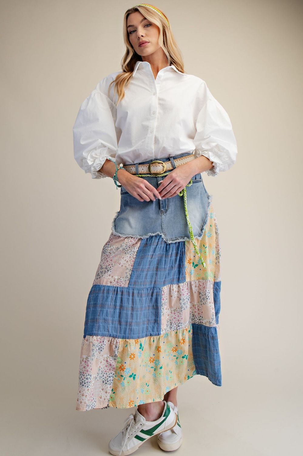 3/4 SLEEVES BUTTON DOWN POPLIN SHIRT