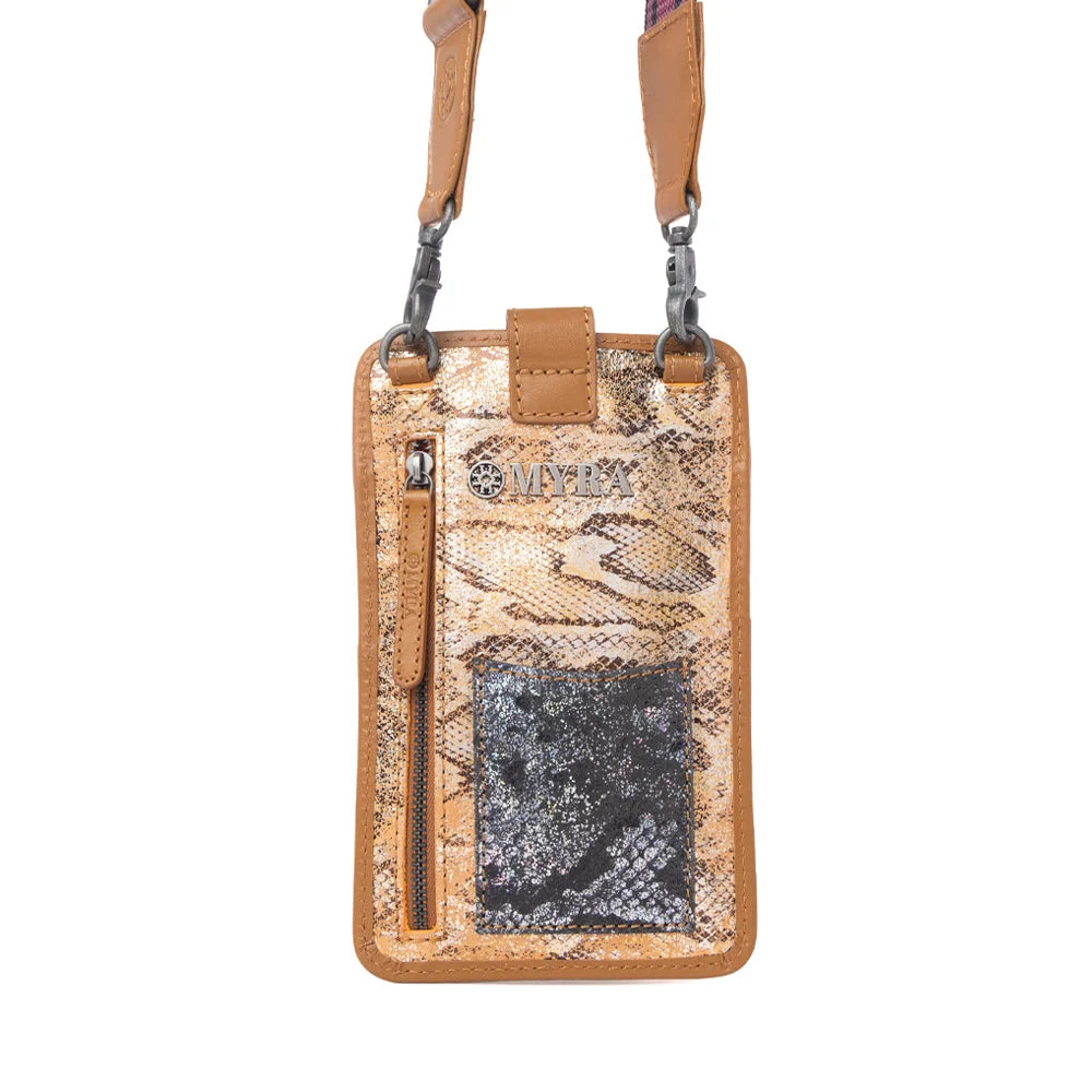 Cedar Snake Print Leather Cell Phone
Holder In Toffee Patch