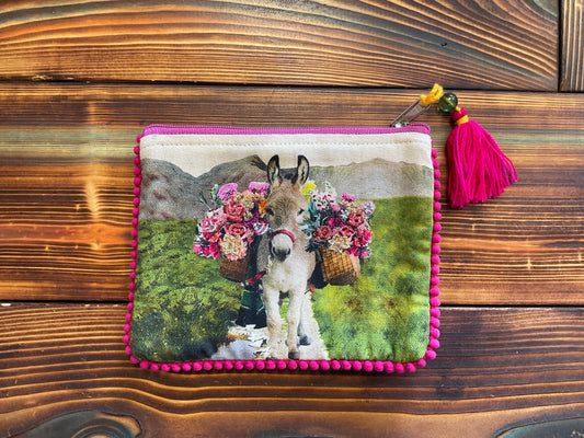 Aztec Embroidered Pink Donkey Pouch