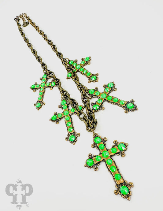 Multi-Cross Necklace with Austrian Crystals