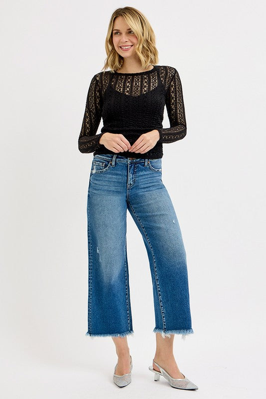 Risen Tummy Control Mid Rise Crop Straight Jeans