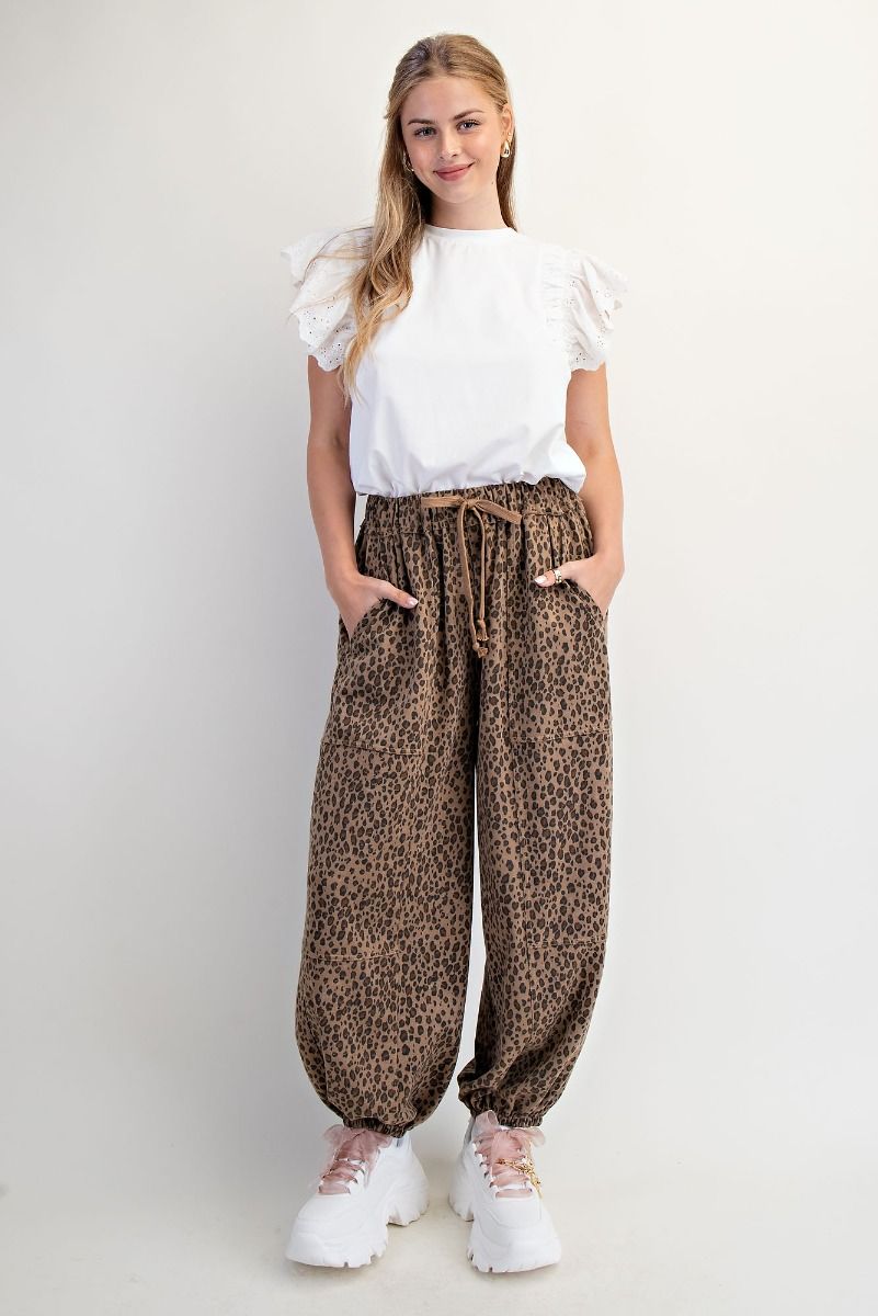 Animal Print Terry Knit Pants