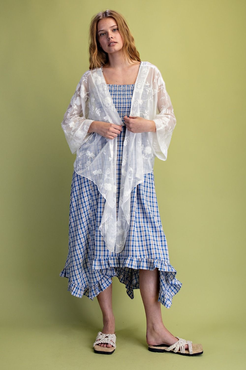 EMBROIDERY CREPE CHIFFON KIMONO