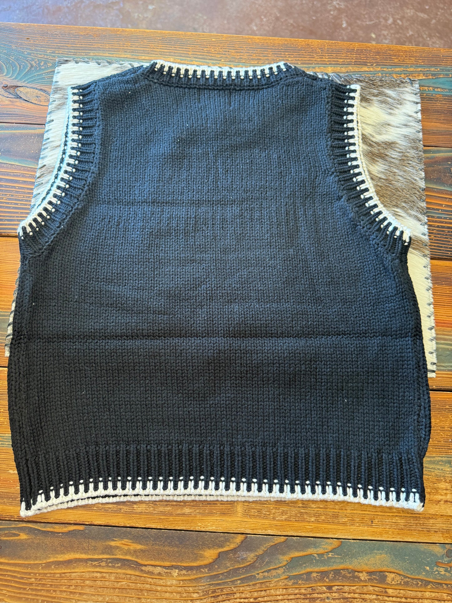 Black Boot Stitch Sweater Vest
