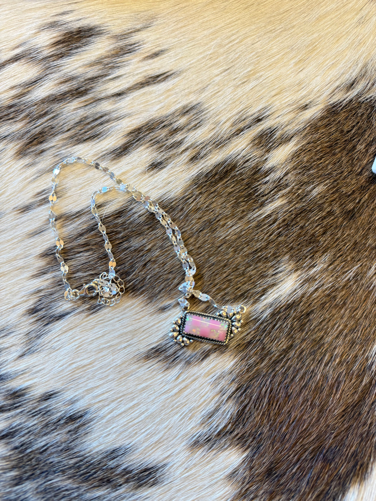Pink Prairie Heirloom Sterling Silver Necklace