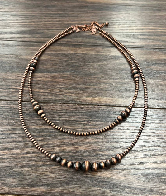 737010, Handmade 26" Copper Navajo Bead Necklace