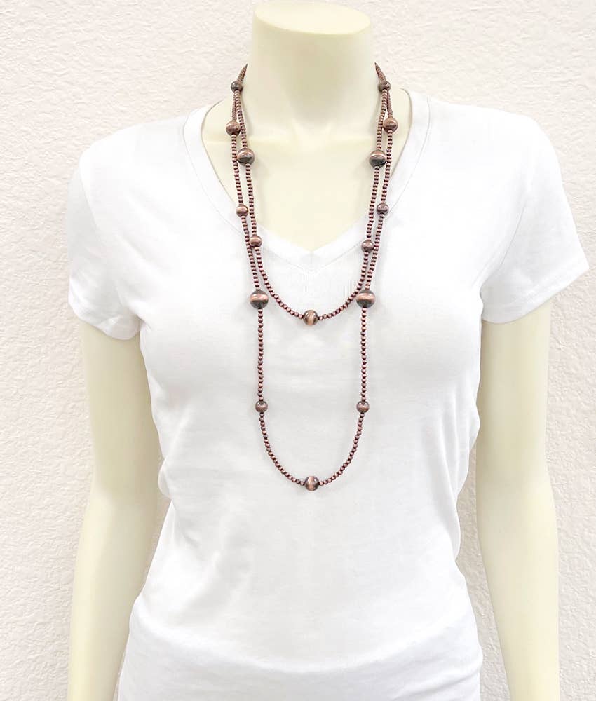 739497, Handmade 34" Copper Navajo Bead Necklace