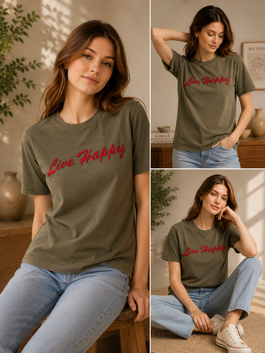 Peace Graphic Washed T-Shirt for Women