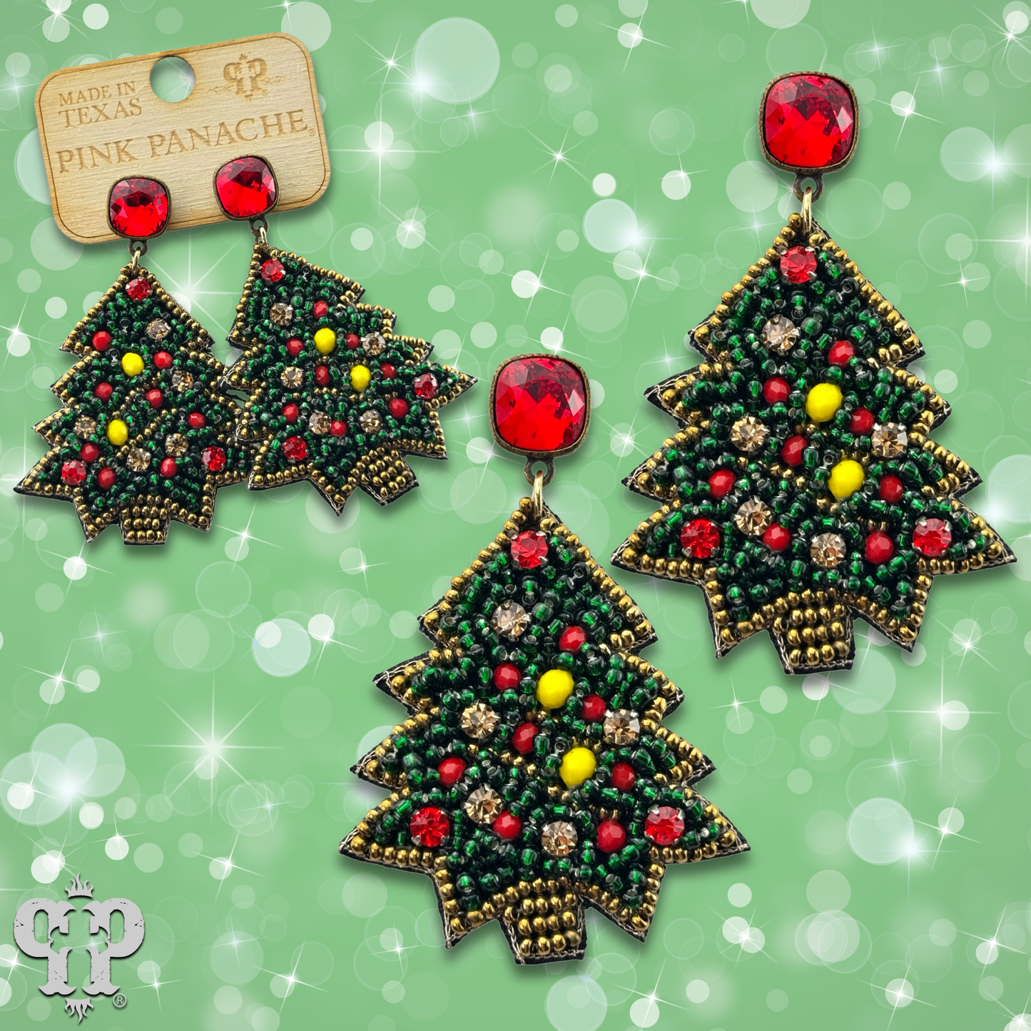 Beaded Christmas tree earring