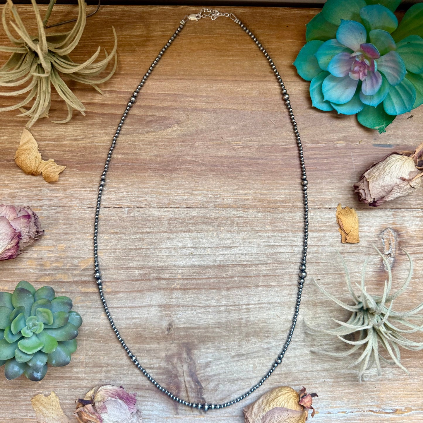 28" Graduated Sterling Silver Pearl Necklace