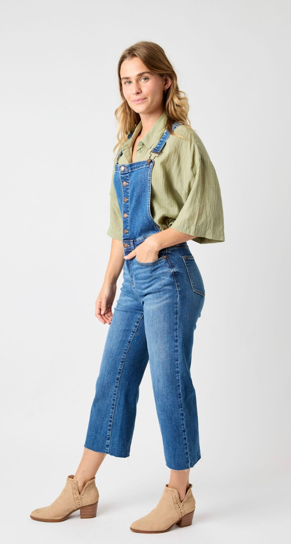 JUDY BLUE CROP WIDE OVERALL