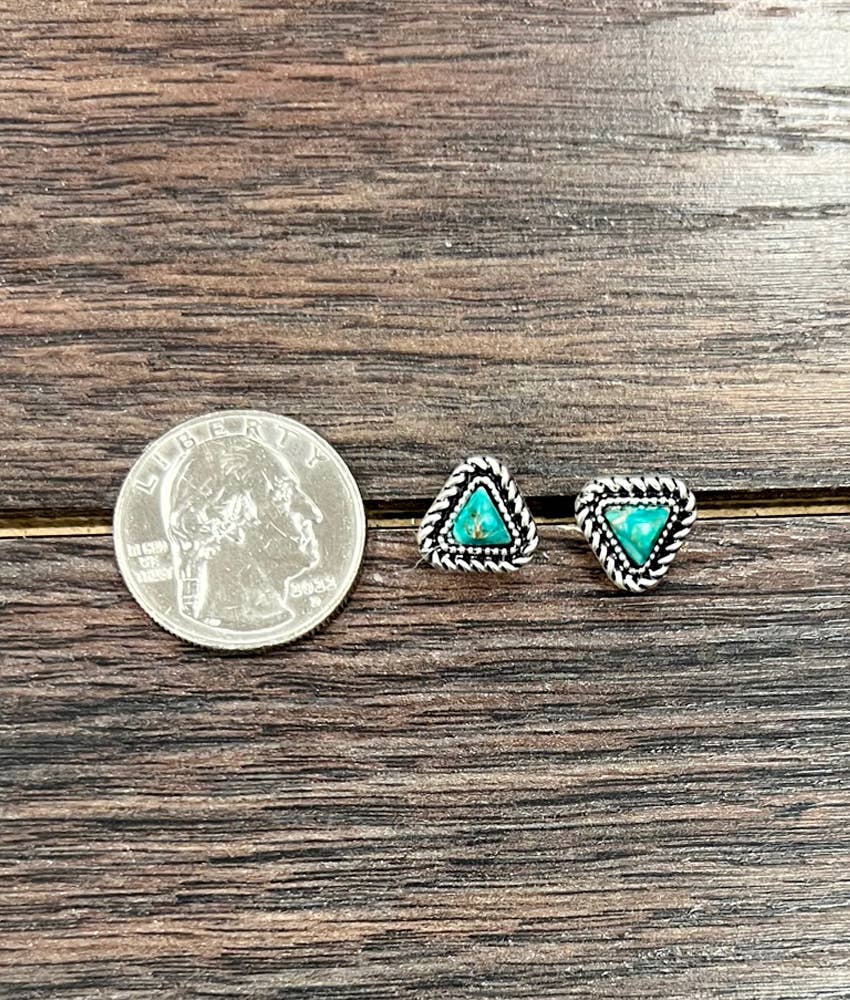 Triangular Gemstone Stud Earrings