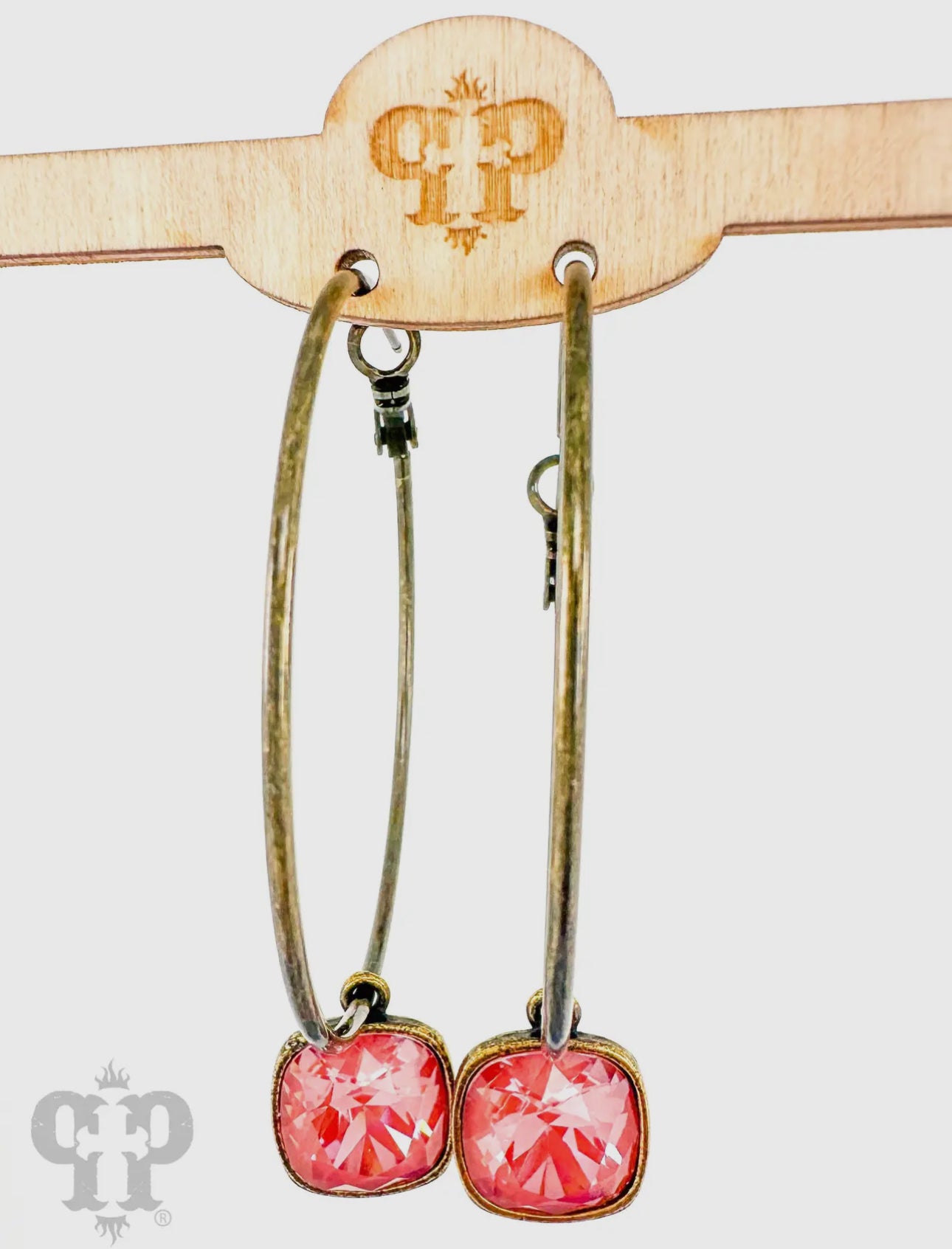 Austrian Square Crystal Hoop
Earring, 12mm