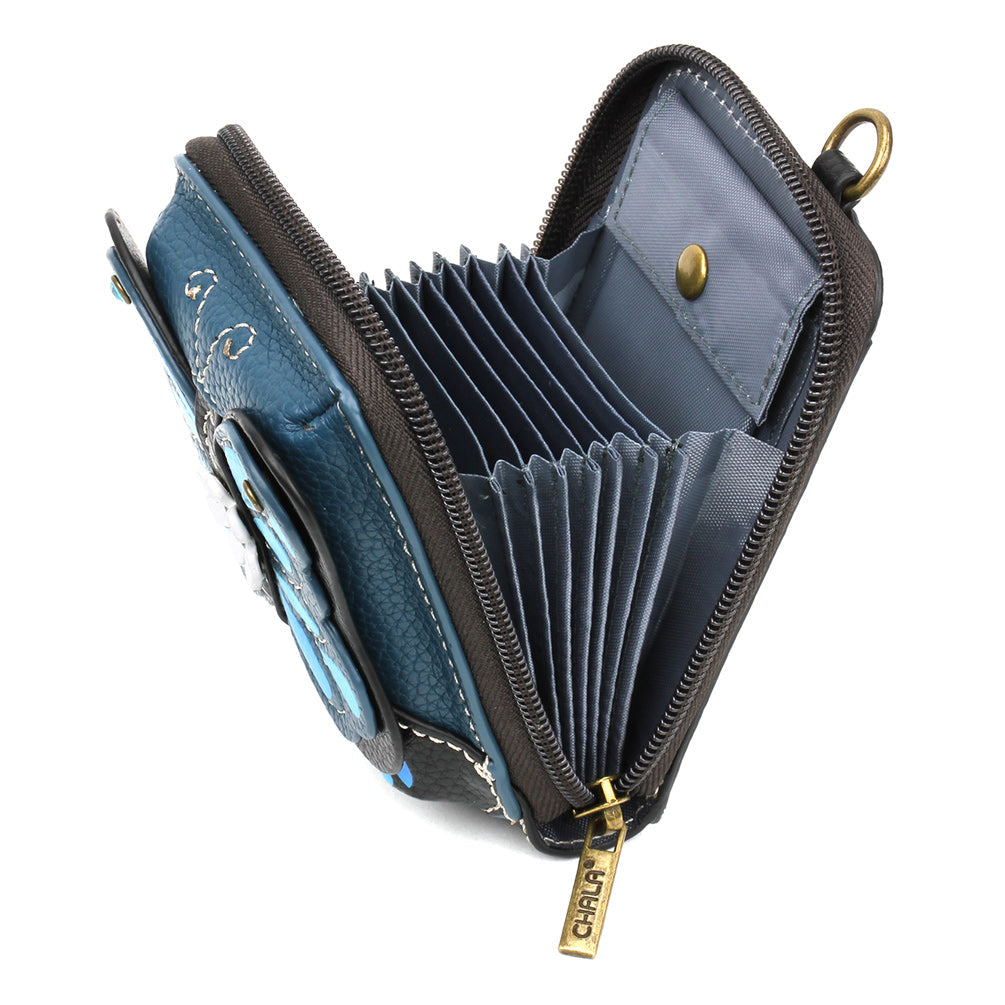 CUTE-C - CREDIT CARD HOLDER / WALLET WRISTLET - BLUE BUTTERFLY