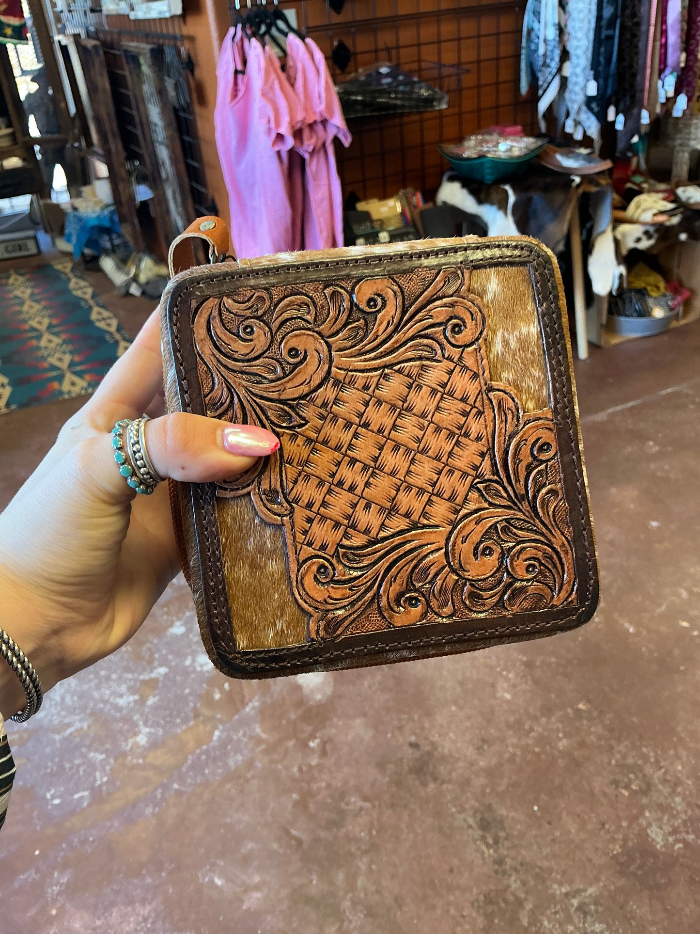 Cowhide Square Jewelry Box