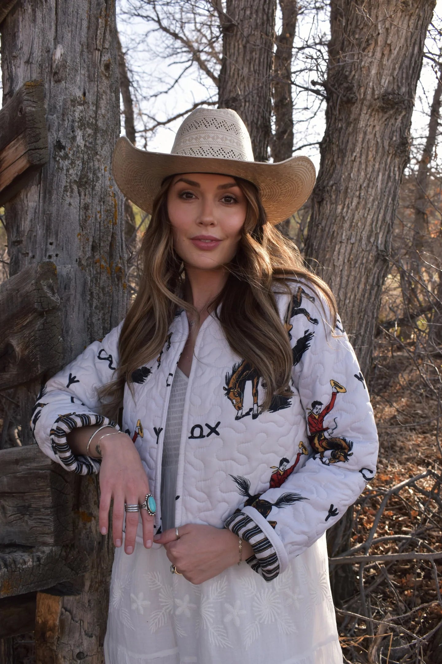 Lazy J Linen Quilted Cropped Jacket