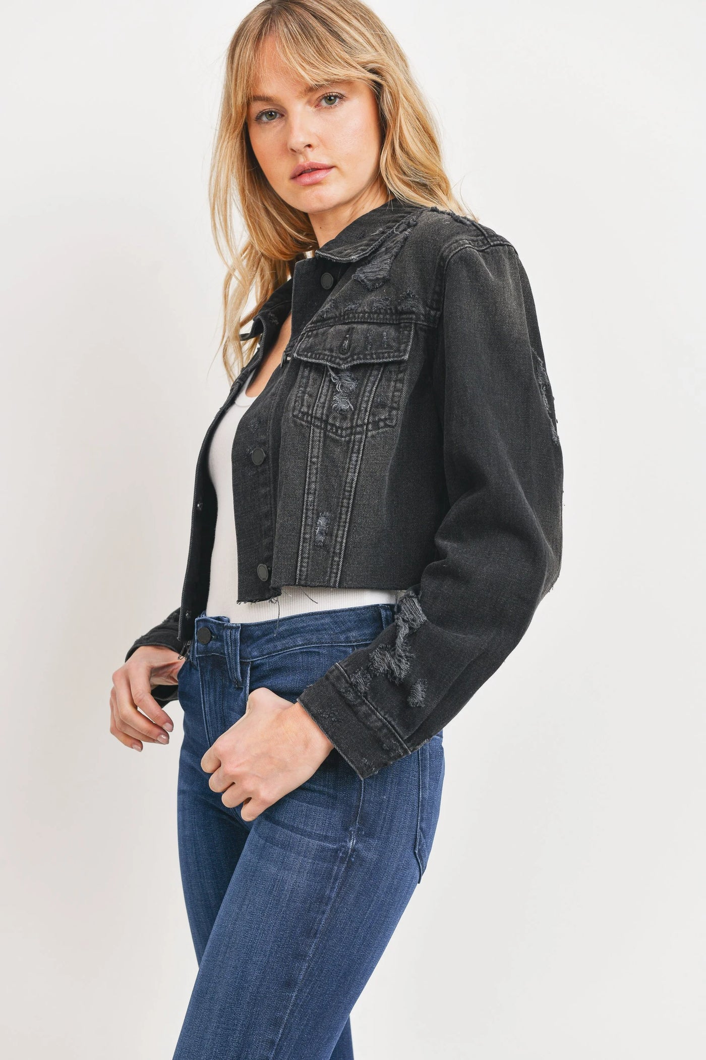 ABIGAILE CROPPED DENIM JACKET