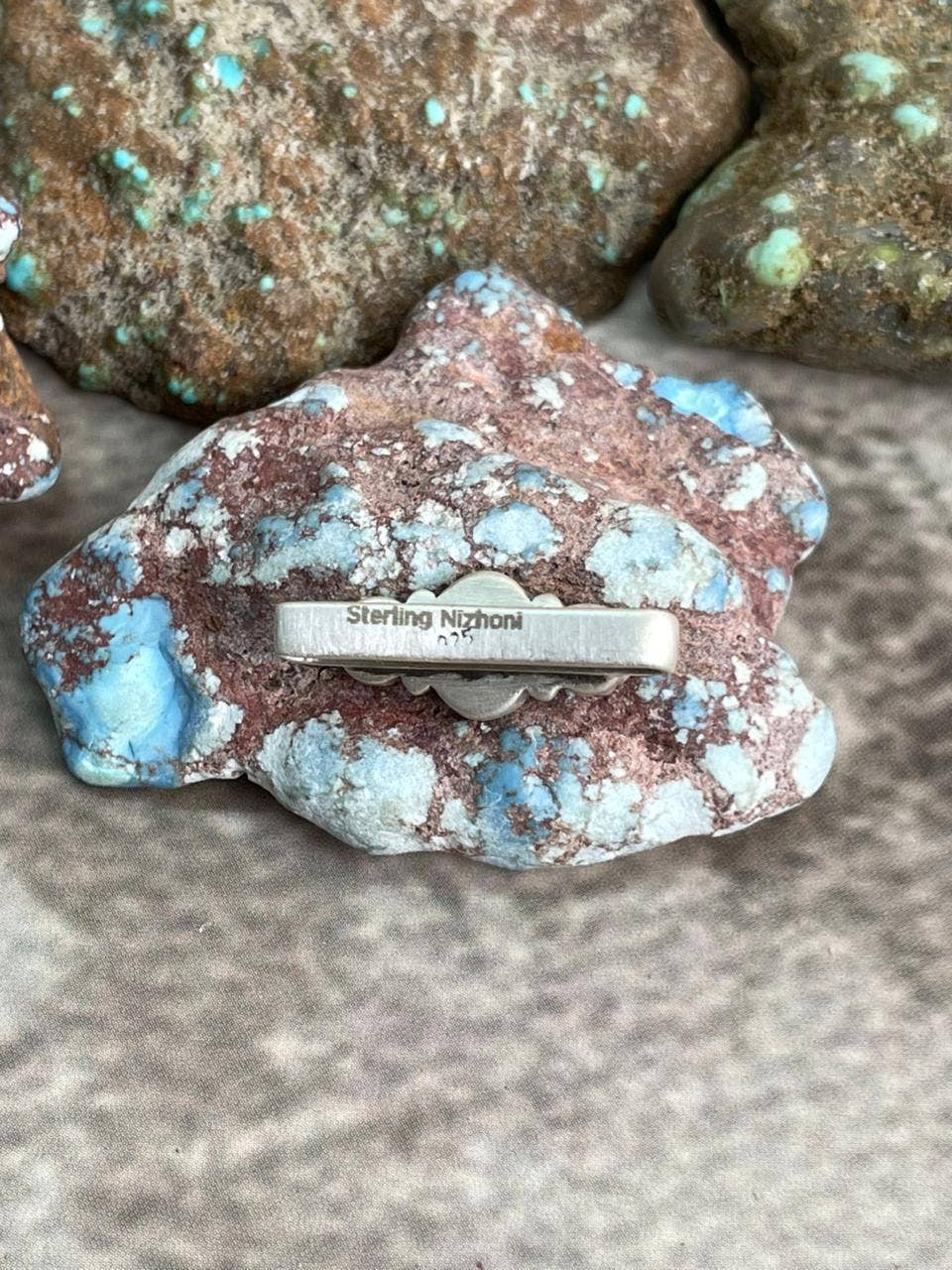 Handmade Sterling Silver Kingman Turquoise Watch Charms with Signed Nizhoni