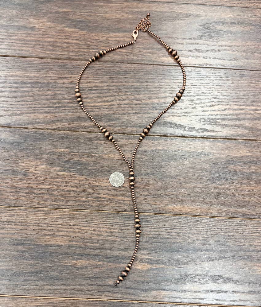 31" Copper Western Bead Tassel Y-Necklace