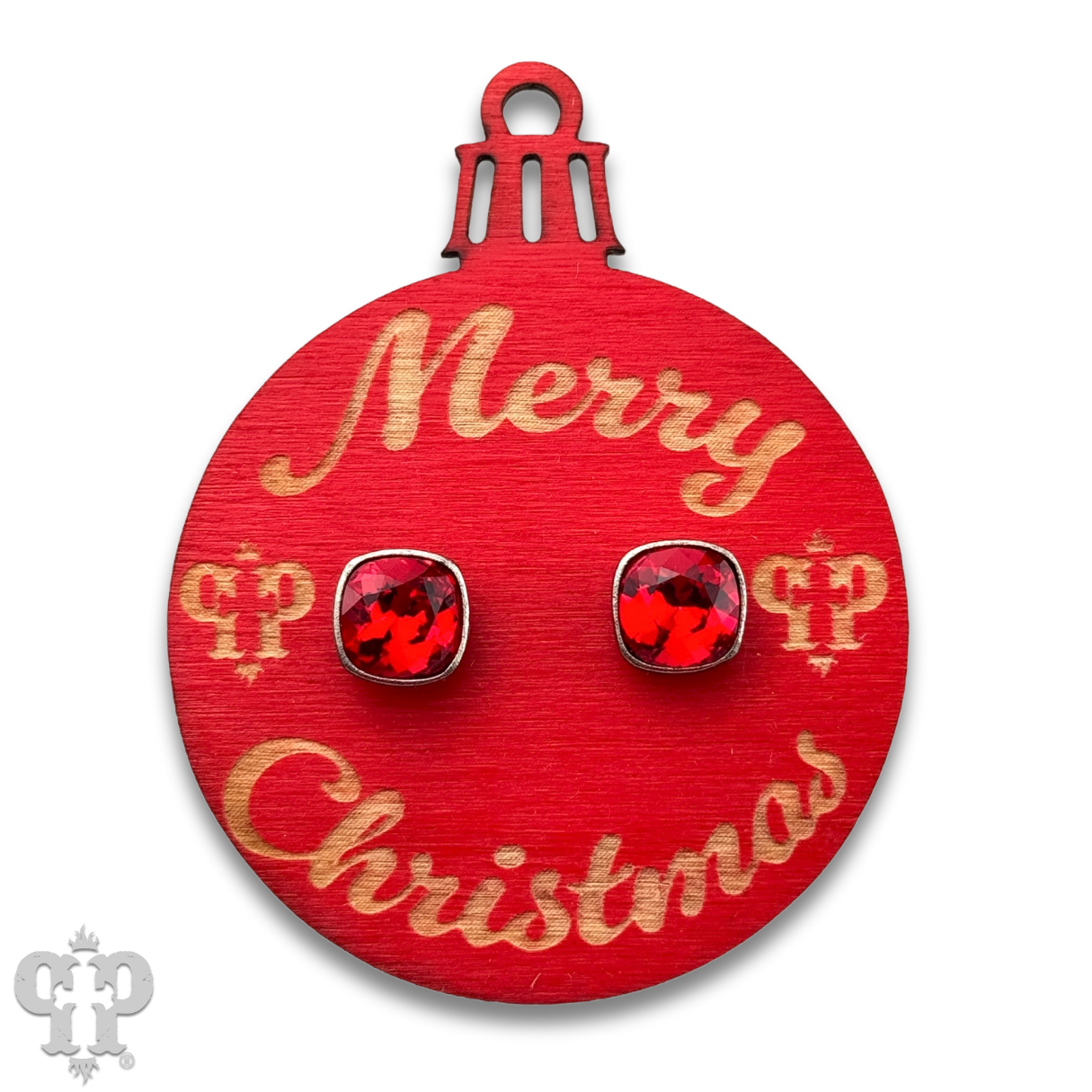 Christmas gift ornament with small Austrian crystal post earring