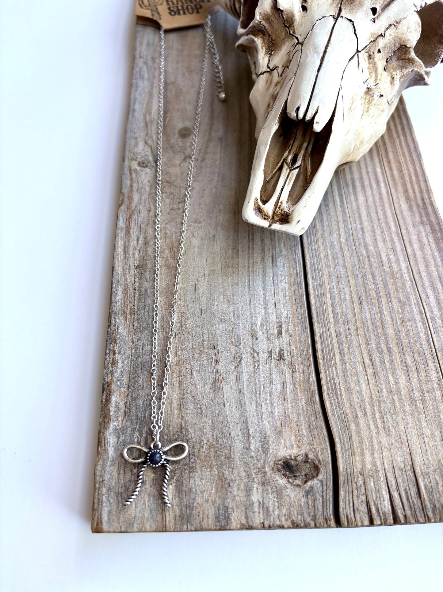 Western Style Coquette Bow Ribbon Pendant Chain Necklace