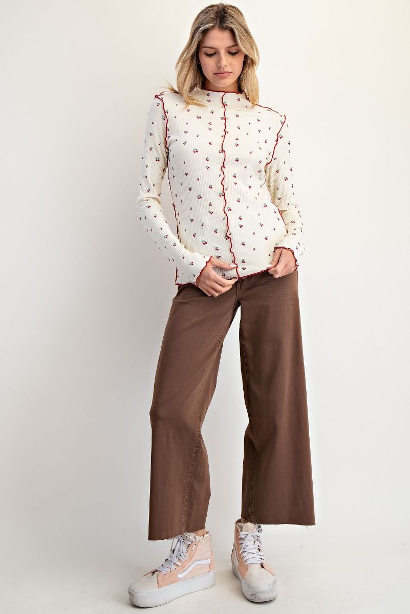 Cherry Embroidered Thermal Top