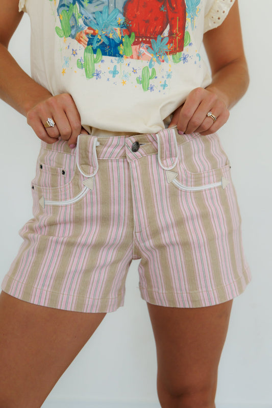 Pink Stripe Smiley Shorts