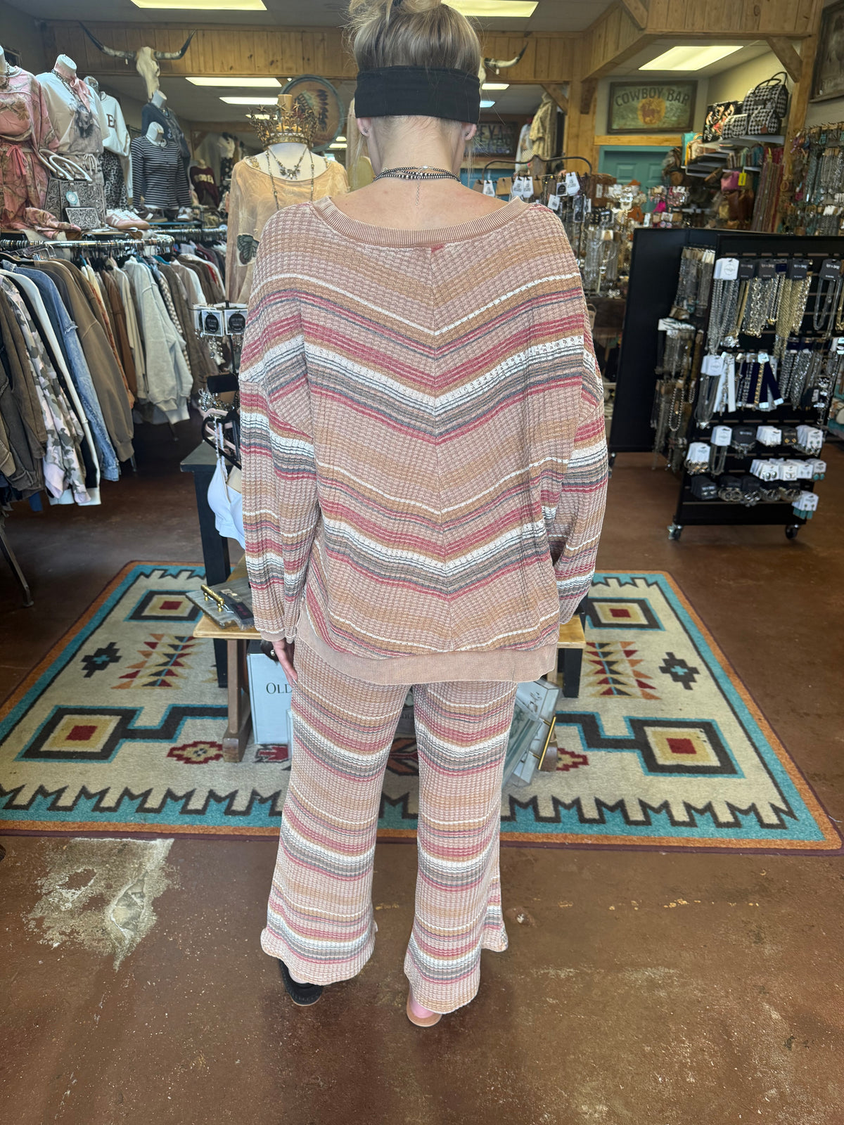 STRIPE THERMAL WASHED SET