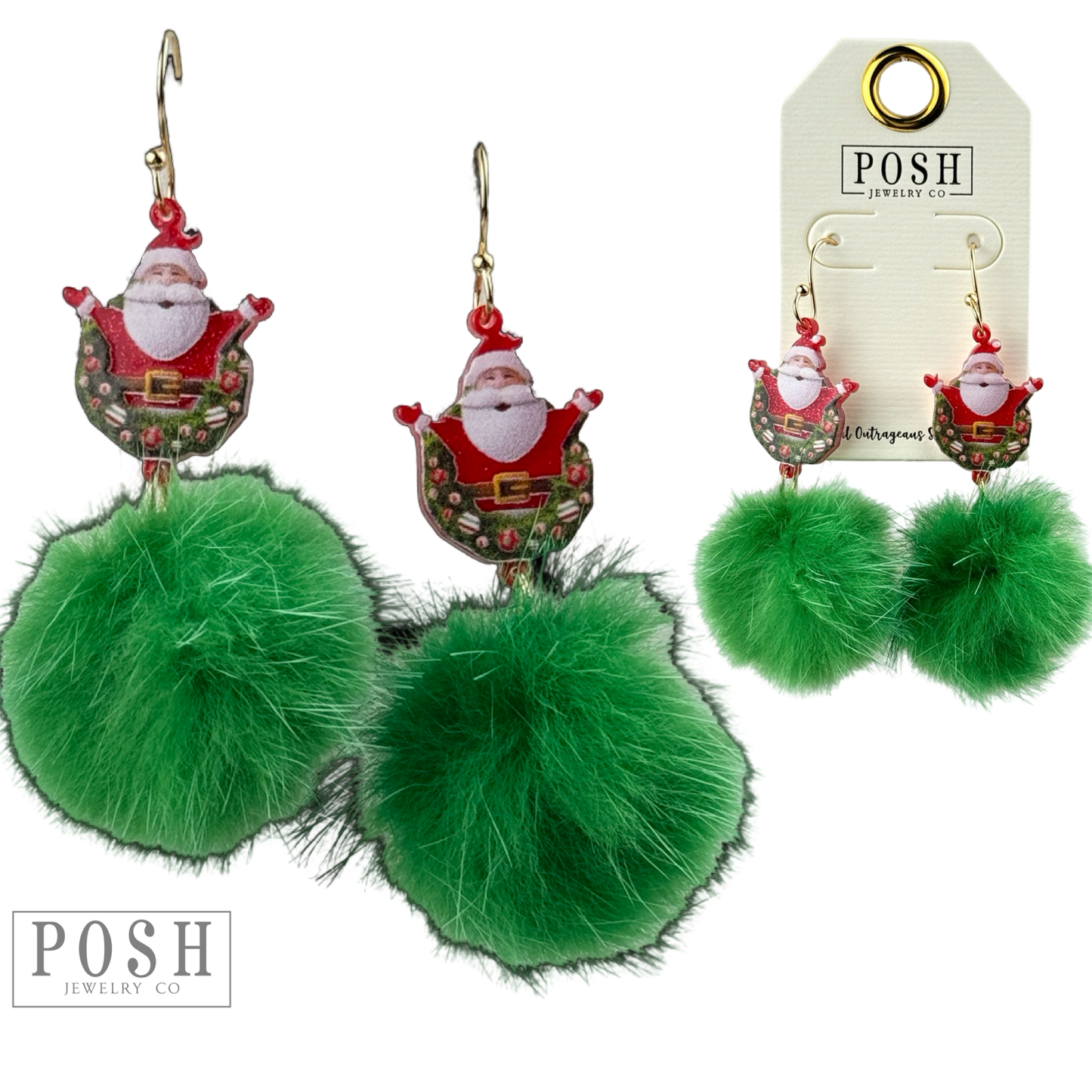 Santa pom-pom earring