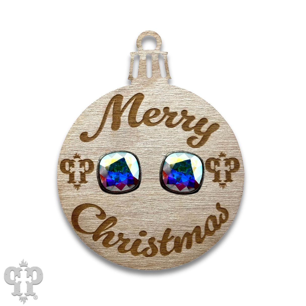 Christmas gift ornament with Austrian crystal post earring