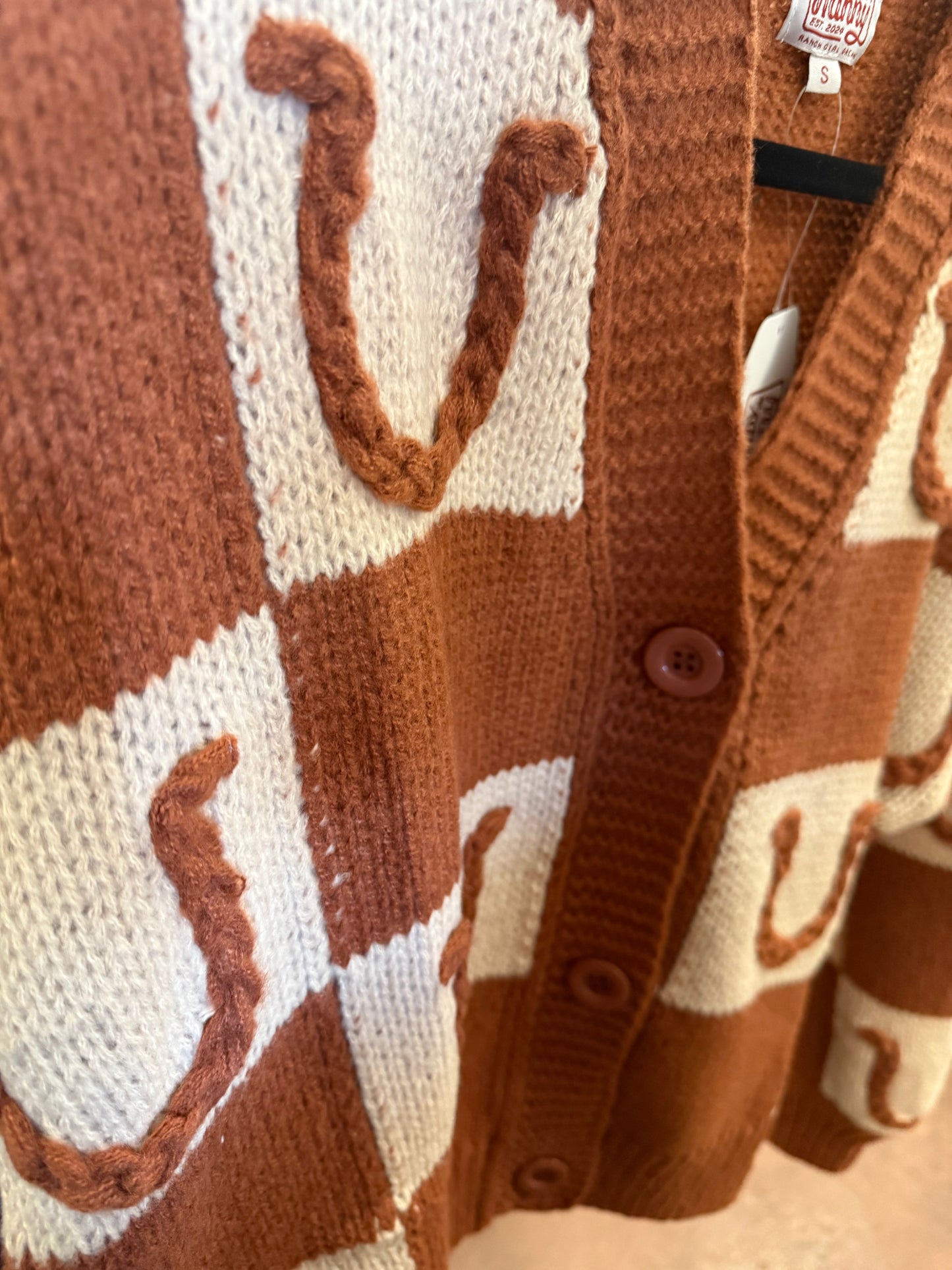 Brown Horse Shoe Cardigan
