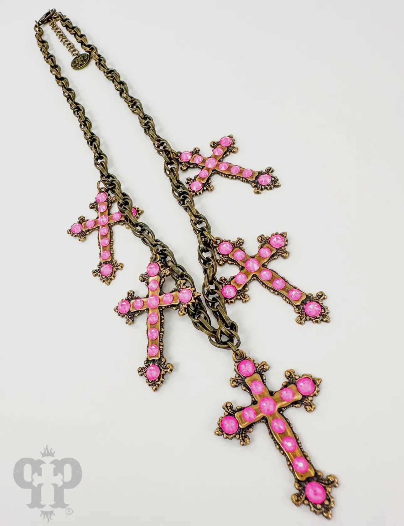Multi-Cross Necklace with Austrian Crystals