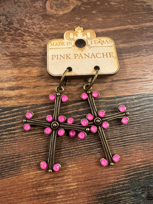 Round Tip Cross Earrings w Austrian Crystals