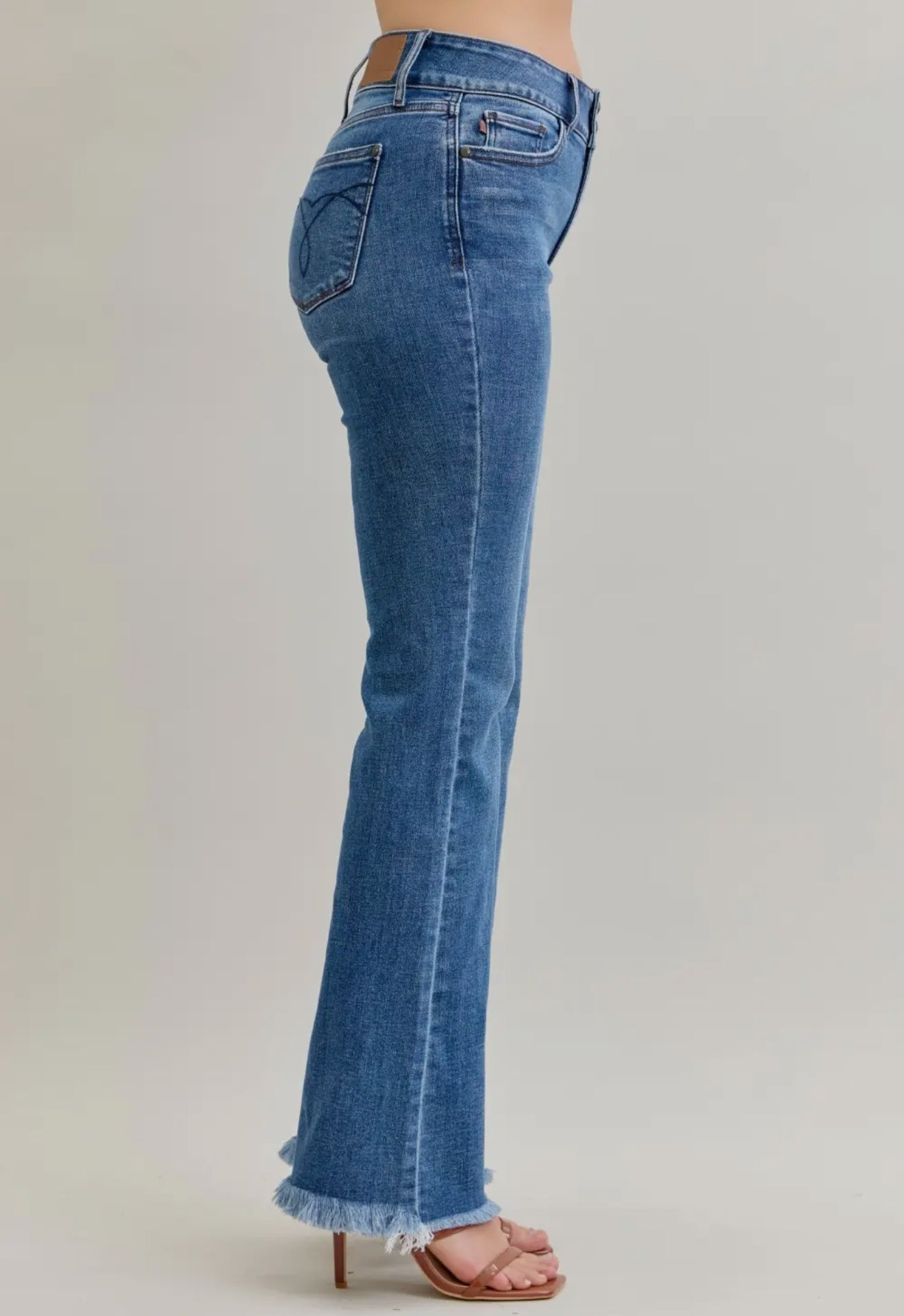 Judy Blue High Waisted Bootcut Double Button Wb & Fray Hem