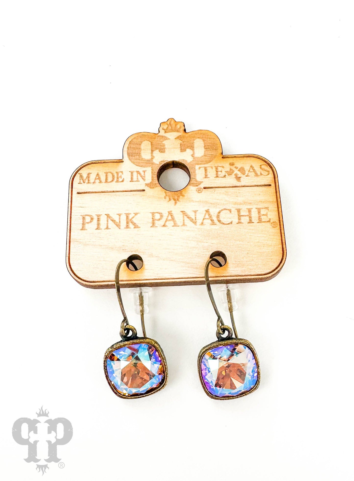 Austrian square crystal hook earring, 12mm