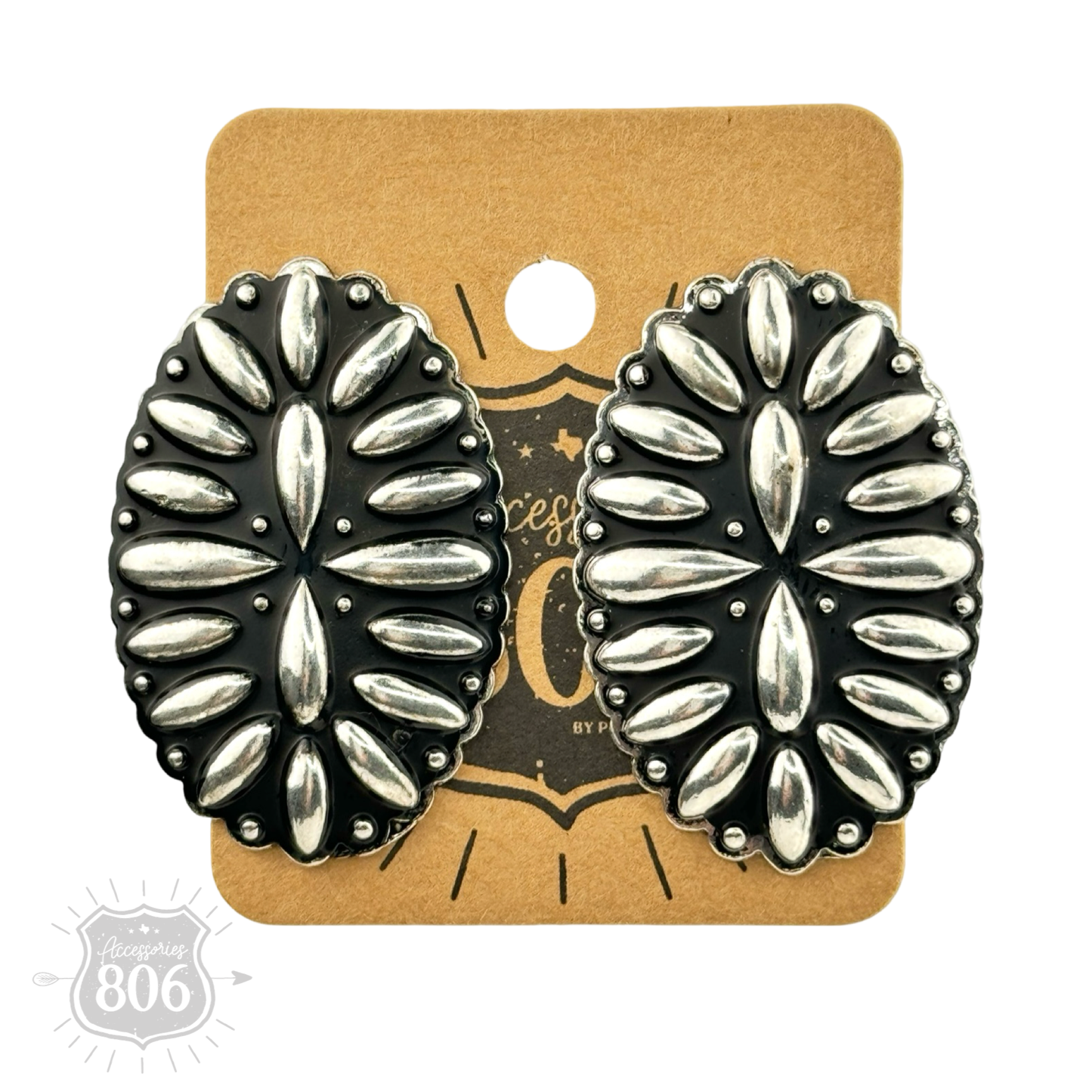 Western carved look post earring