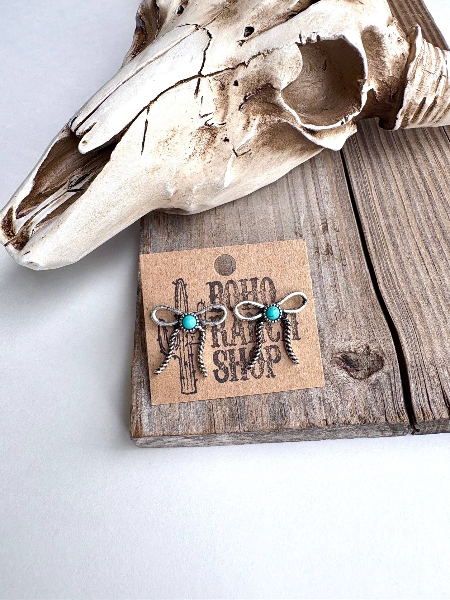 Western Coquette Bow Stone Stud Earrings