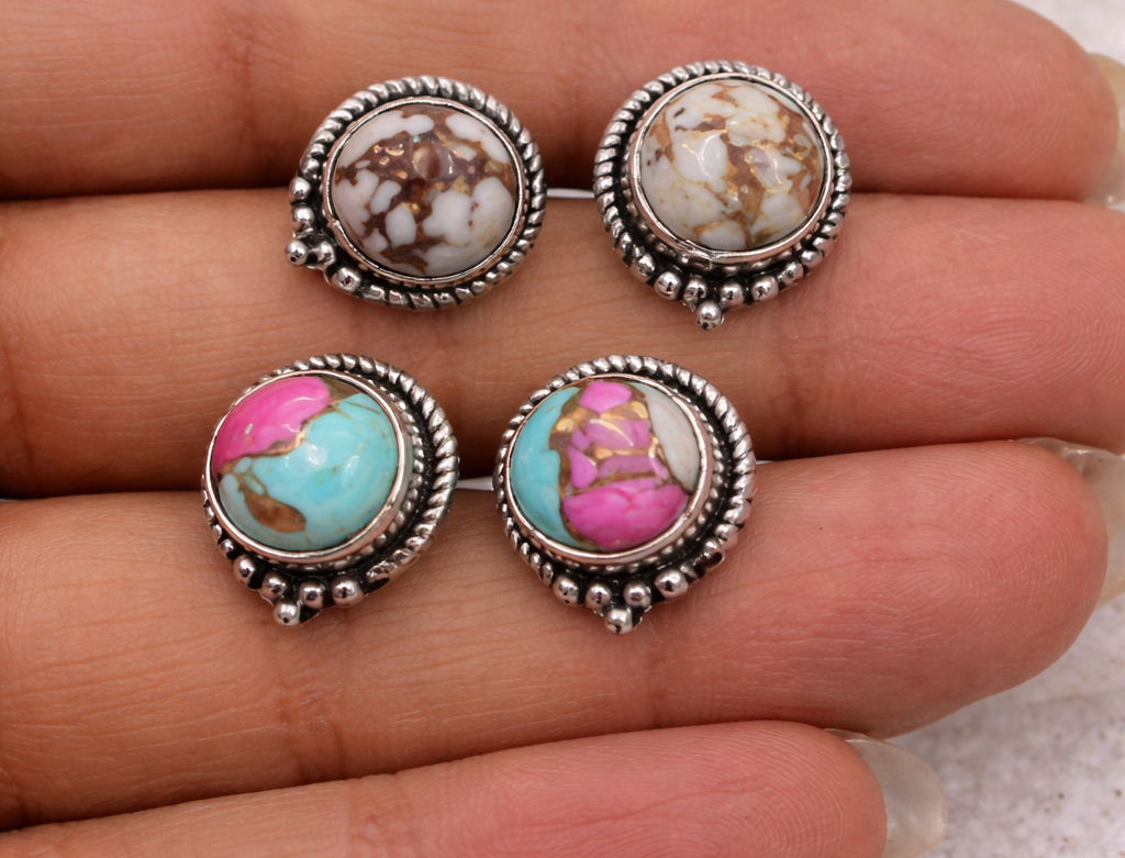 Sterling Silver Ball & Rope Detail Stud Earrings