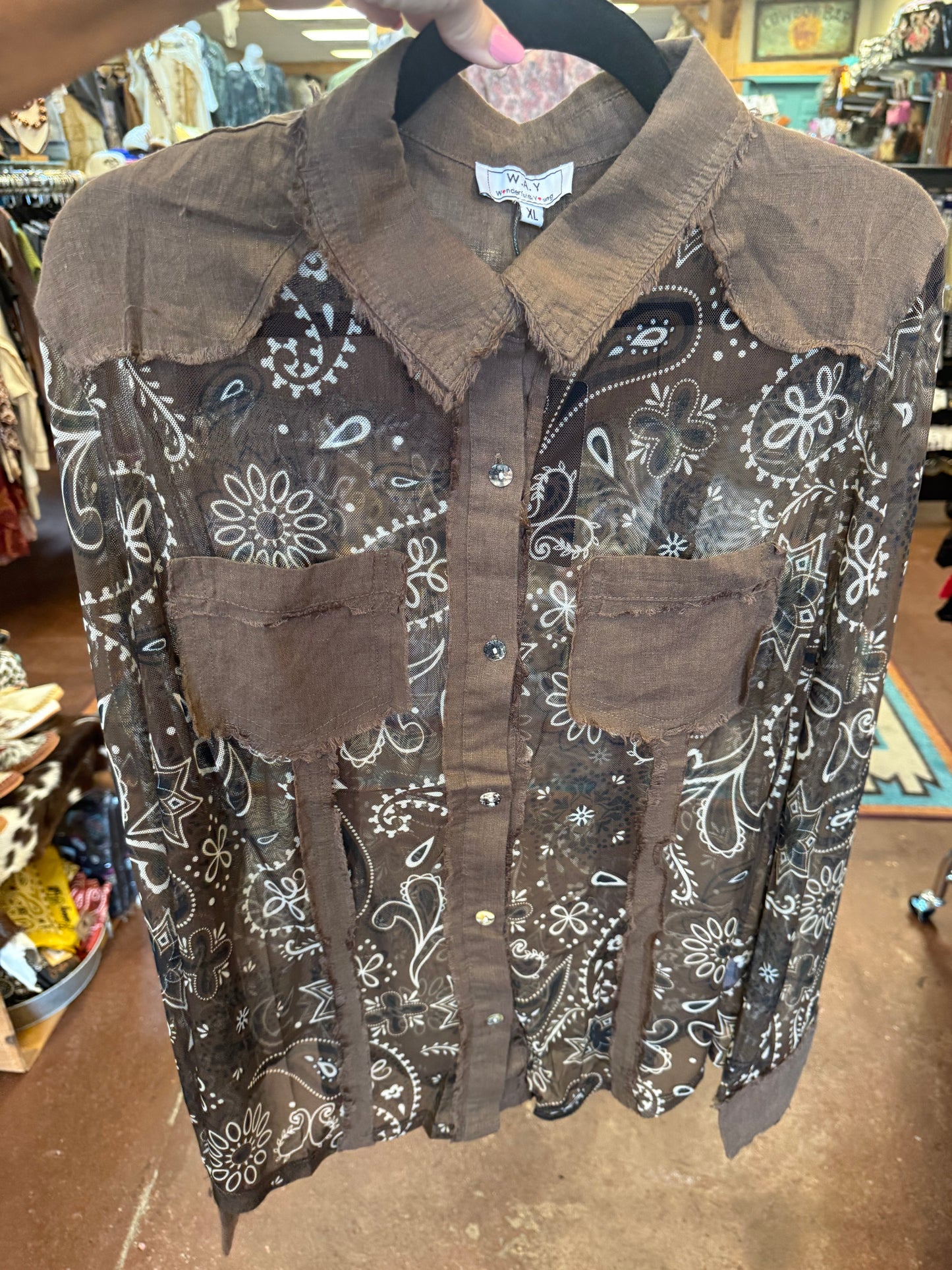 Printed Mesh Linen Shirt
