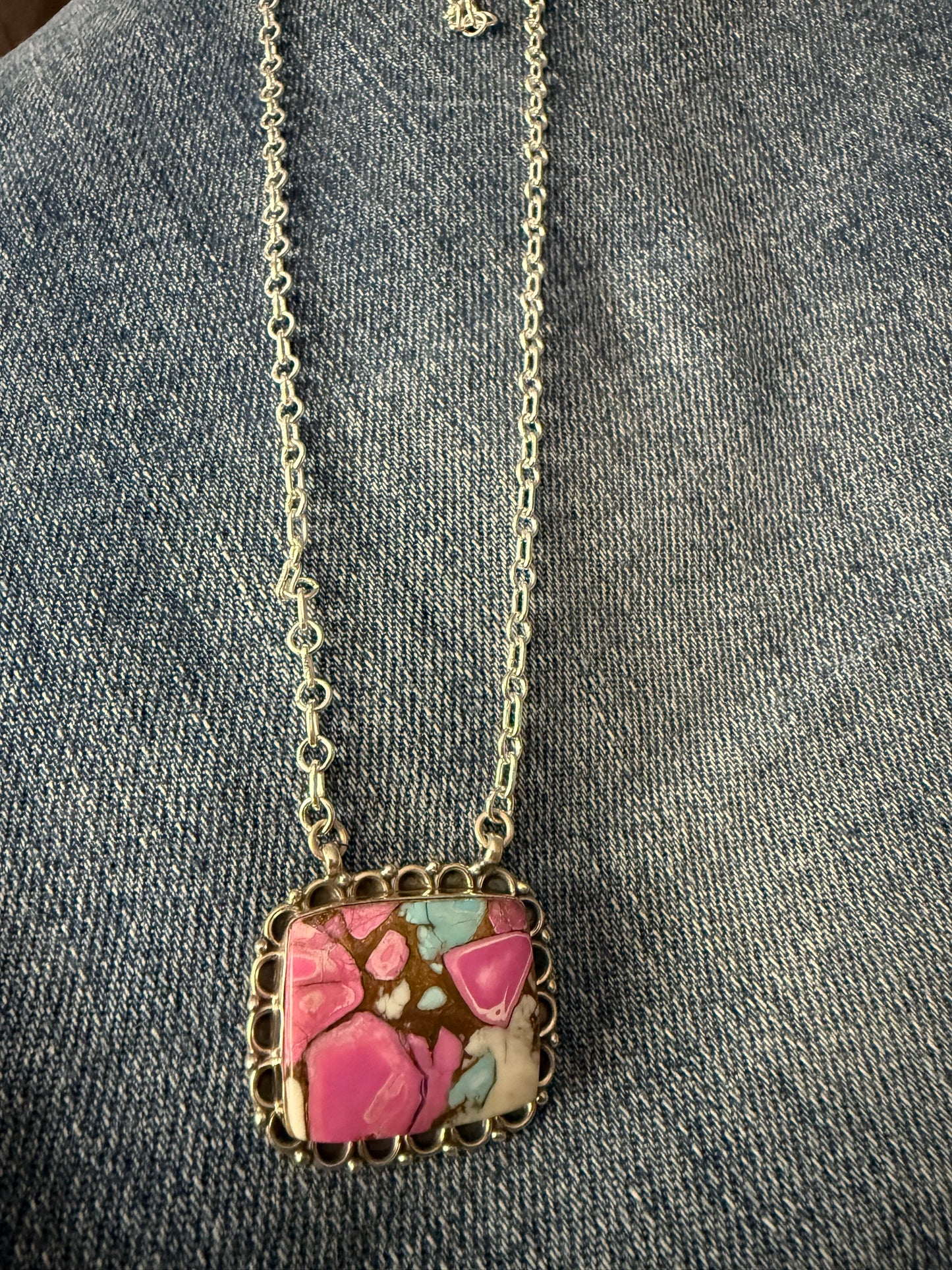 Cotton Candy Missy Square Necklace
