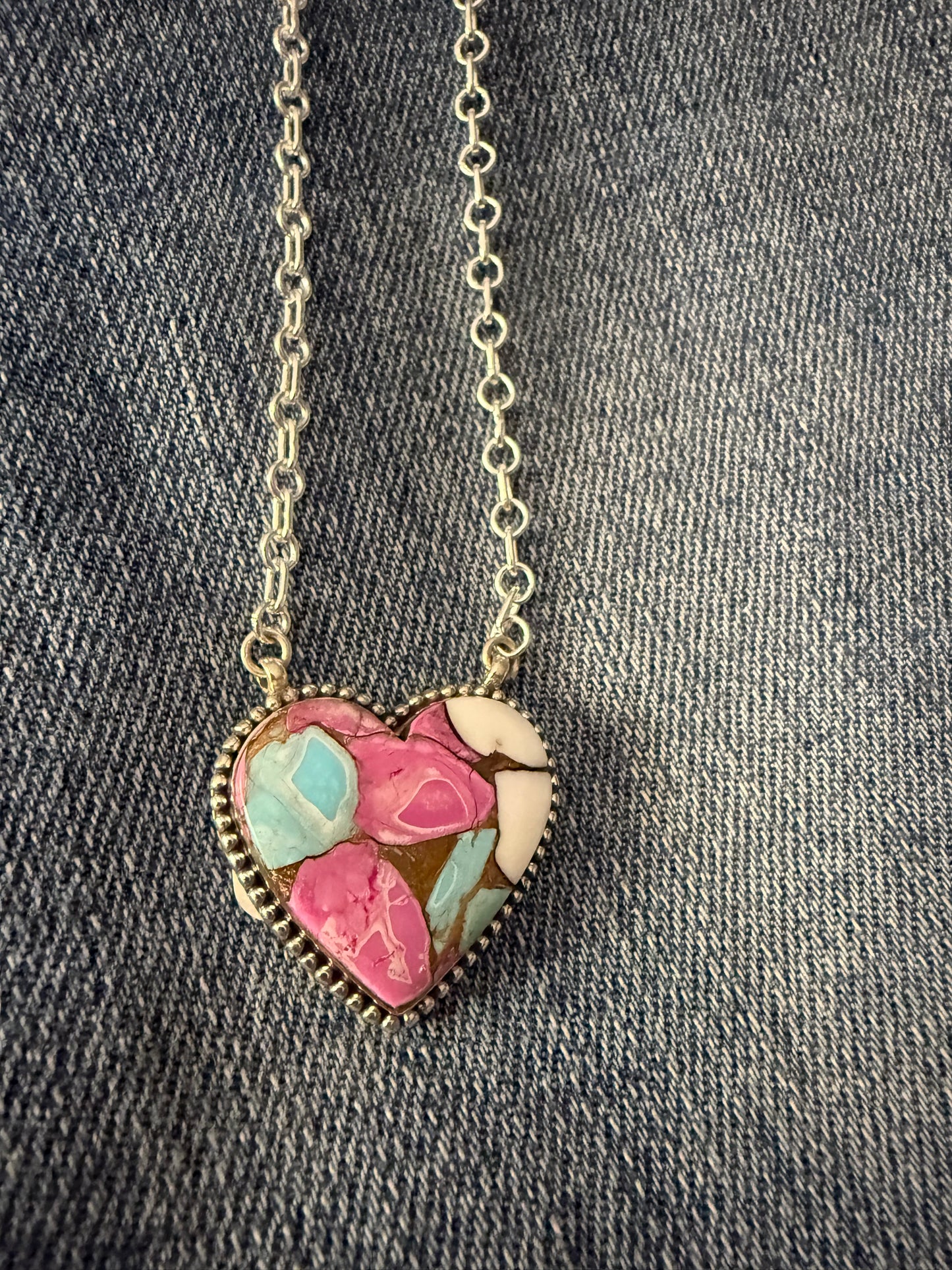 Cotton Candy Heart Necklace