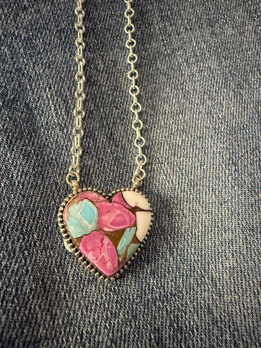 Cotton Candy Heart Necklace