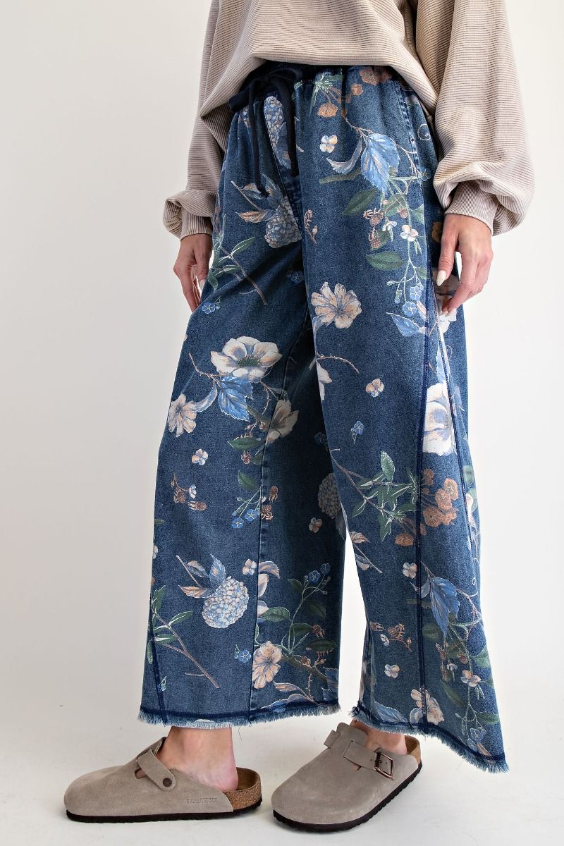 Floral Print Denim Jeans