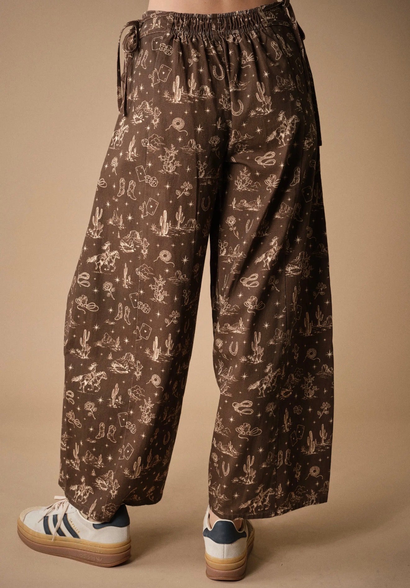 Western Printed Wide Leg Pants